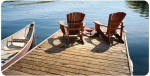 summer on a dock at a lake side cottage